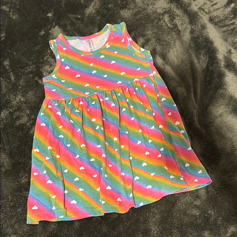 Orange and Green Sleeveless Sundress with Crew Neck